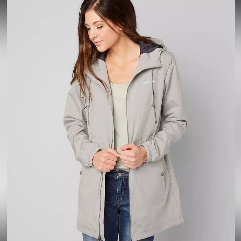 Avalanche Women's Caspian Rain Jacket in Light Gray Heather/ Tornado Large NWT